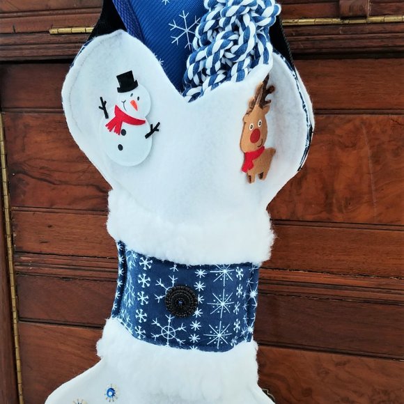 Dog Holiday Stocking Stuffed with Goodies White Blue Pet Gift NWT - Picture 5 of 6